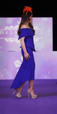 Kevan Jon peplum Queenie Bardot dress in royal blue