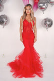 Lulu red mermaid fishtail prom dress