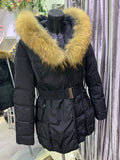 Fur parka with huge natural fur hood - Black