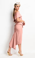 Kevan Jon peplum Queenie Bardot dress in blush pink
