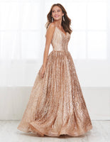 Carly sequin ballgown in cobalt or rose gold 16413
