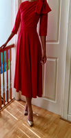 Cath Bow shoulder tea length red dress
