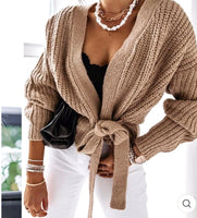 Ballerina chunky knitted  crossover side tie cardigan - one size - 6 colours