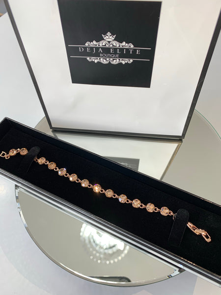 5 mm Swarovski Rose gold Crystal elements tennis bracelet