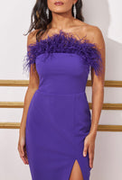 Fabulous in Feathers purple midi feather dress