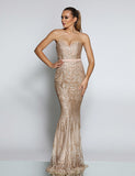 JX1002 Jadore rose gold Art Deco sequin fishtail gown , prom dress