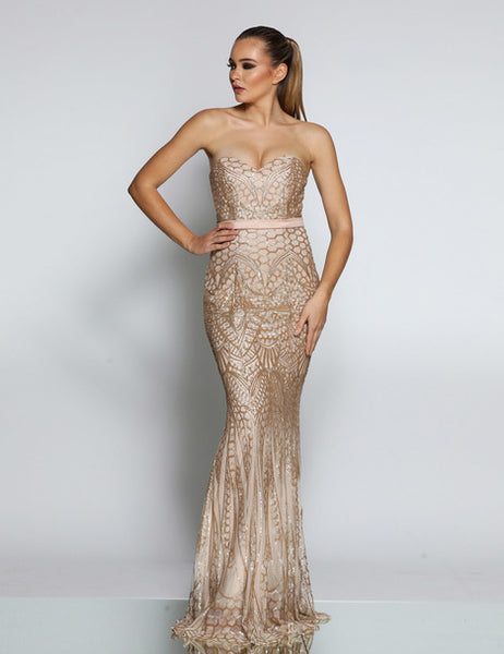 JX1002 Jadore rose gold Art Deco sequin fishtail gown , prom dress Deja Elite Boutique JX1002 Jadore rose gold Art Deco sequin fishtail gown , prom dress Deja Elite Boutique