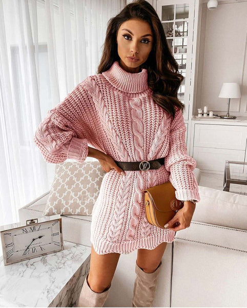Chunky cable knit jumper dress 6 colours
