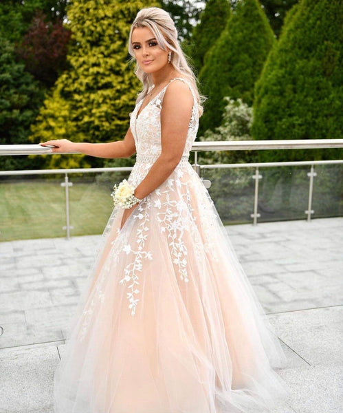 Demi champagne lace prom dress ballgown Deja Elite Boutique Demi champagne lace prom dress ballgown Deja Elite Boutique