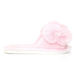 Lunar Octavia pom pom  luxury faux fur slippers - pink