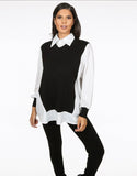 Skylar Shirt collar / knit vest top - 4 colours - one size