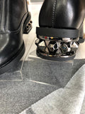 Biker ankle boots, metal heel detail