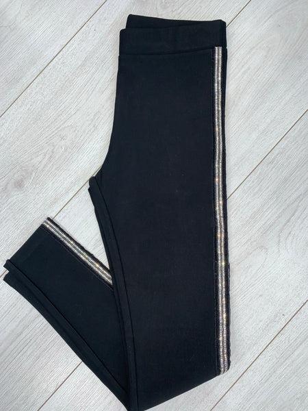 Black high waist luxury thick leggings with gold boucle side stripe em –  Deja Elite Boutique