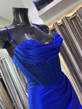Samara satin corset with beaded bust prom dress - 4 colours