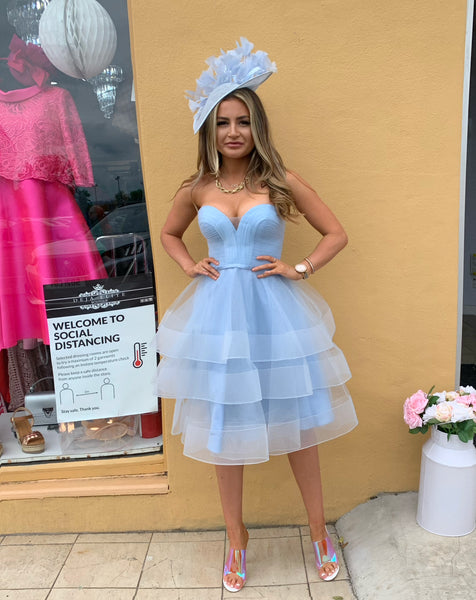 Sweetheart strapless layered tulle short wedding guest dress , races d Deja Elite Boutique Sweetheart strapless layered tulle short wedding guest dress , races d Deja Elite Boutique