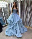The EXCLUSIVE GRACIE prom dress baby blue , pink, smoke blue