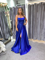 Jossa satin A line full skirt ballgown prom dress - royal blue