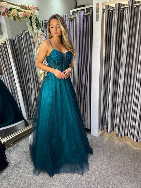 Embellished tulle prom dress online