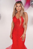Lulu red mermaid fishtail prom dress