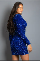Sparkle o’clock royal blue sequin mini dress