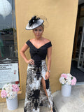 Feather black and white fascinator