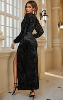 ‘Festive as Frock ’ black sequin sparkle velvet wrap maxi dress