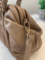 Soft slouch leather look cross body handbag, bag green, taupe, white