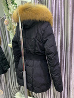 Fur parka with huge natural fur hood - Black