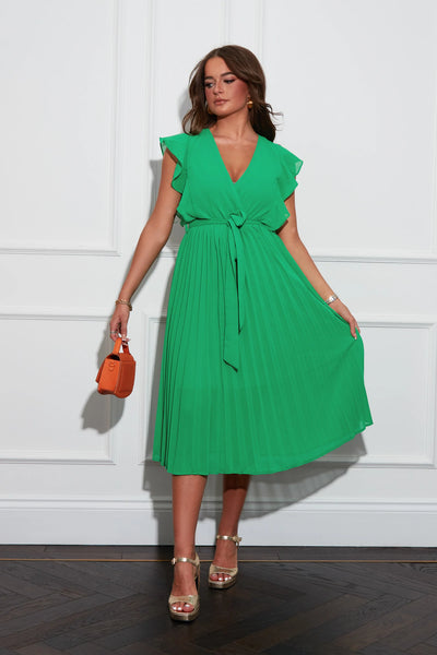 Pleated midi dress 2024 green