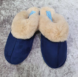 Lunar Margarita faux fur mule slippers - navy