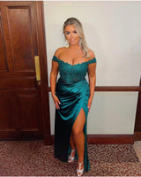 Kyra lace and satin corset Bardot prom dress - 3colours