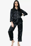 Sienna satin long trousers luxe pyjamas - 2 colours black, wine