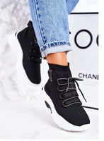 Treat ya feet lace up sock trainers boots - black