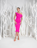 Kevan Jon Sian drape dress in flo pink