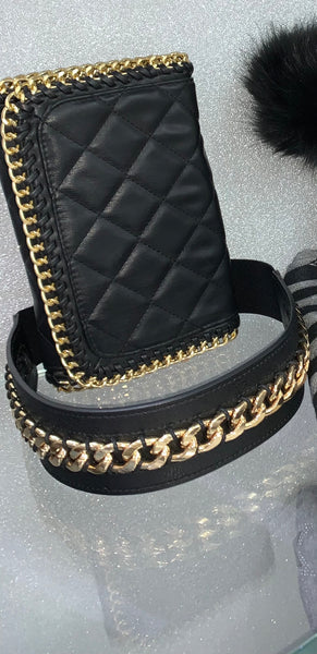 Black and gold chunky chain belt