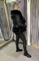 Billie luxury fur hooded PU biker jacket