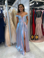 Cara two tone pink /blue prom dress Bardot ballgown