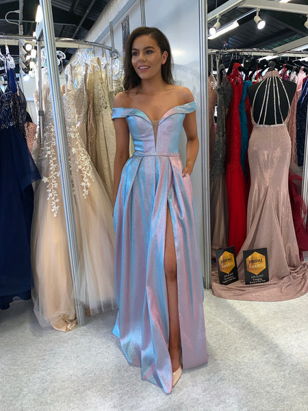 Cara two tone pink /blue prom dress Bardot ballgown Deja Elite Boutique Cara two tone pink /blue prom dress Bardot ballgown Deja Elite Boutique