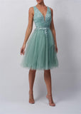 ‘In your lace’ flutter lace embellished tulle dress