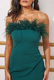 Fabulous in Feathers green midi feather dress