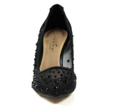 Lunar Argo diamante mesh low heel court shoes black party shoes