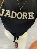Jadore pearl and diamanté embellished tie t shirt