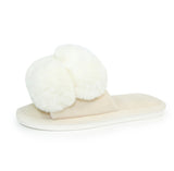 Lunar Octavia pom pom  luxury faux fur slippers - cream