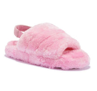 Sloane sling back faux fur slippers - pink
