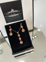 Three’s a charm drop earrings, pendant Swarovski elements jewellery set - rose gold