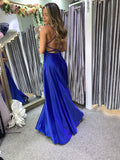 Jossa satin A line full skirt ballgown prom dress - royal blue