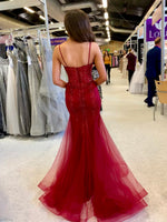 Bethany wine fishtail embellished prom dress