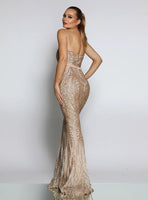 JX1002 Jadore rose gold Art Deco sequin fishtail gown , prom dress