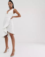 Lavish Alice white side frill scuba dress Deja Elite Boutique Lavish Alice white side frill scuba dress Deja Elite Boutique