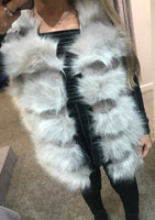 Faux shaggy luxury fur gilet -  light grey